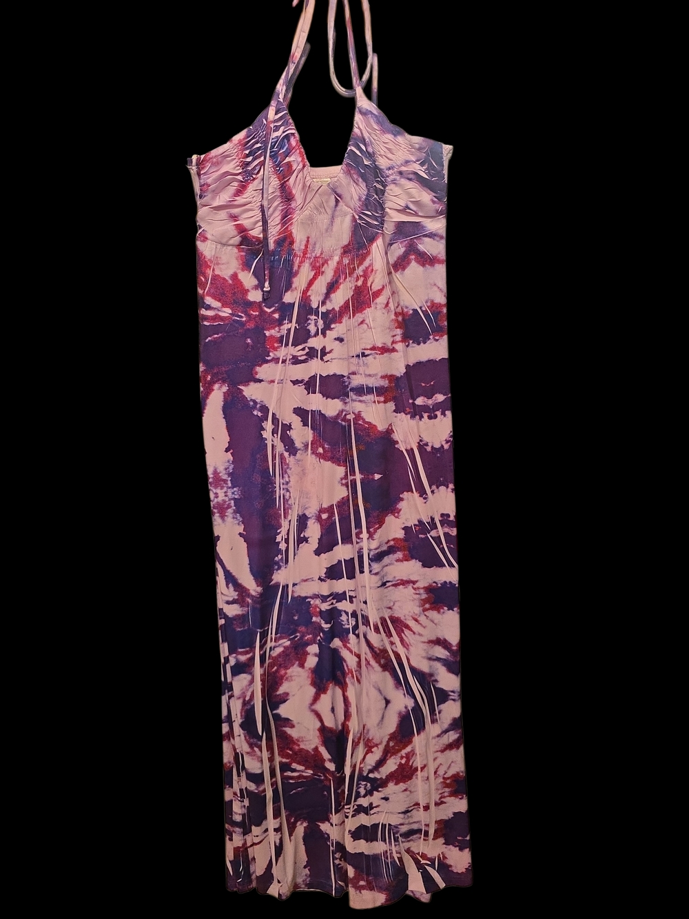 L8teR Purple and Pink Tie-Dye Halter Maxi Dress